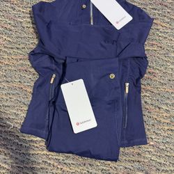 Lululemon Navy Blue/Gold Zip Jacket & Leggings Set – New with Tags