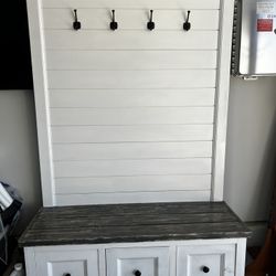 Farm House Wooden Style Bench With Storage 