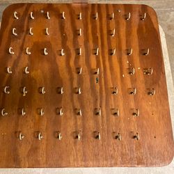 20” X  20” Fish lure /Tool Board with 52 Movable Plastic Coated Hooks For Hanging Items Including Fishing Flies, Rigs And  Plugs
