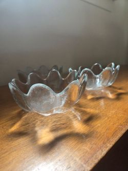 Vintage Blenko Clear Glass 6143S Scalloped Lotus Bowls