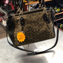 96091 Coach F36200 Canvas Leather Collette Carry Jacquard 2-way Handbag W/ Shoulder Strap 571802