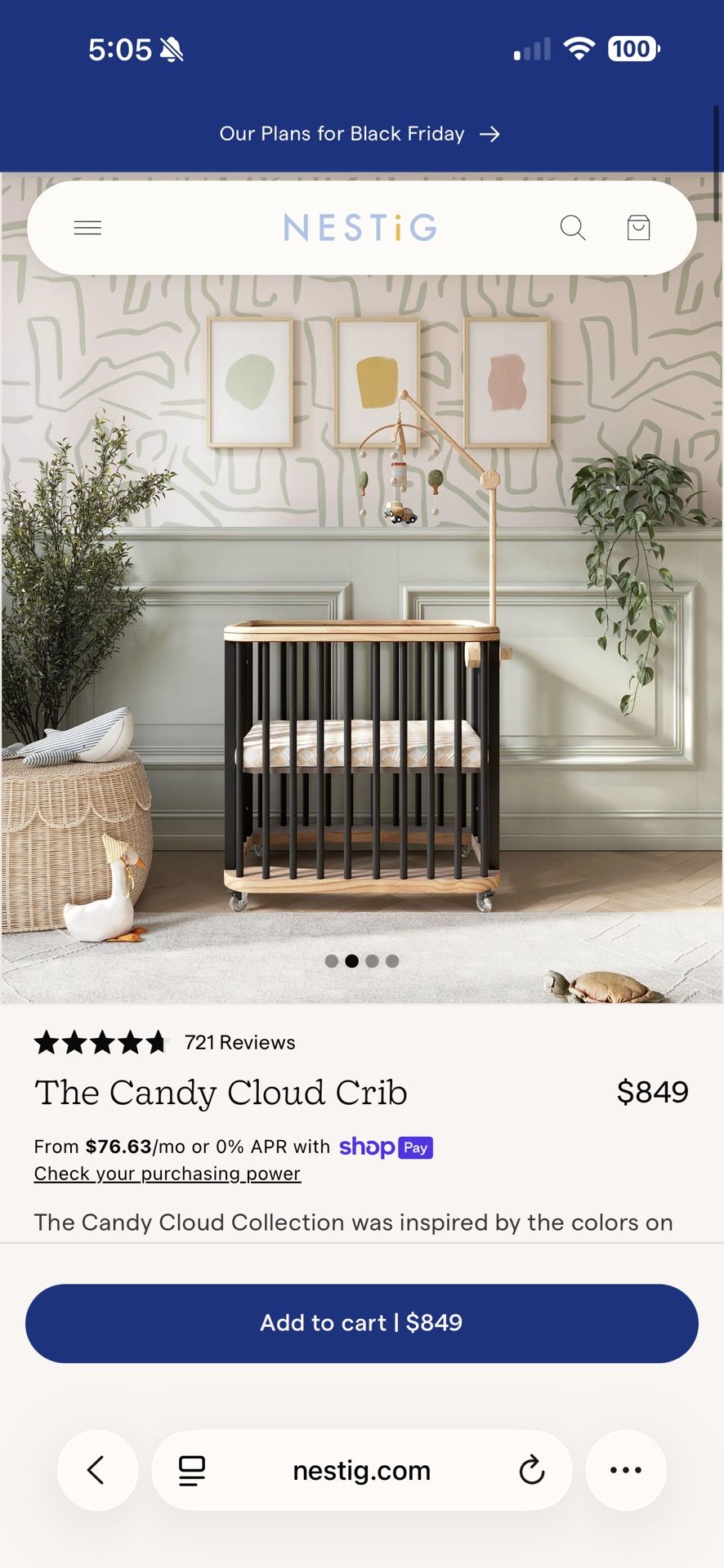 Brand New Nestig Convertible Crib 