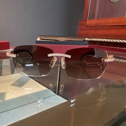 🔥🔥💎NEW GOLD BUSTDOWN MOISSANITE WHITE BUFFS  WITH  BROWN 🟫  TINT LENSES 