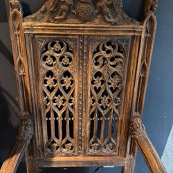 European Gothic Revival Chair With Gargoyles