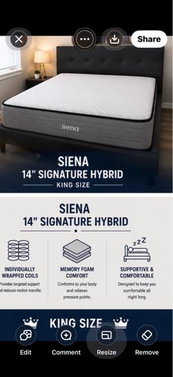 Siena 14” Signature Hybrid King Mattress – Like New