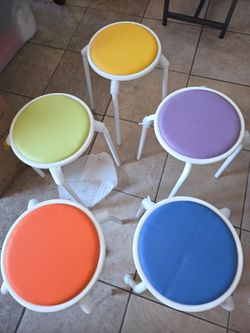 Yaheetech 5 pcs Faux Leather 18" High Stacking Stools Set