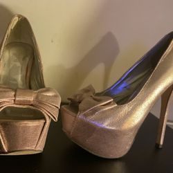 Charlotte Rouse Pink Glitter Heels 6