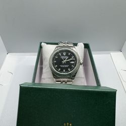 New Black Face / Silver Band Formal Watch With Box! 