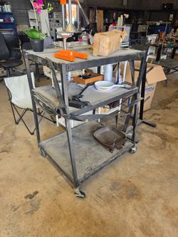 TODAY SUNDAY ONLY 10AM-5PM ! Large metal cart with power outlet on the side, just $10