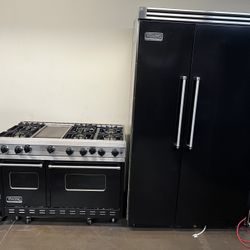 Viking 48”Wide Built In Side By Side Refrigerator & Viking 48”Wide Gas Range Stove Bundle 