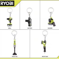 Ryobi Mini Key Chain 5 Piece Set Brand New