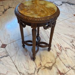Antique Marble and wood accent table