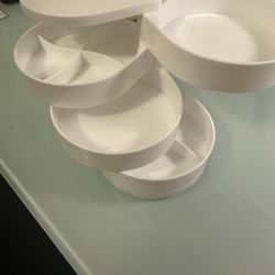 White Rotating Tiered Makeup & Jewelry Organizer 