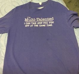 Blue funny T-shirt with logo