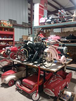 Pedal Cars, Pedal Planes, Vintage Trikes, Gas Pumps And Collectibles 