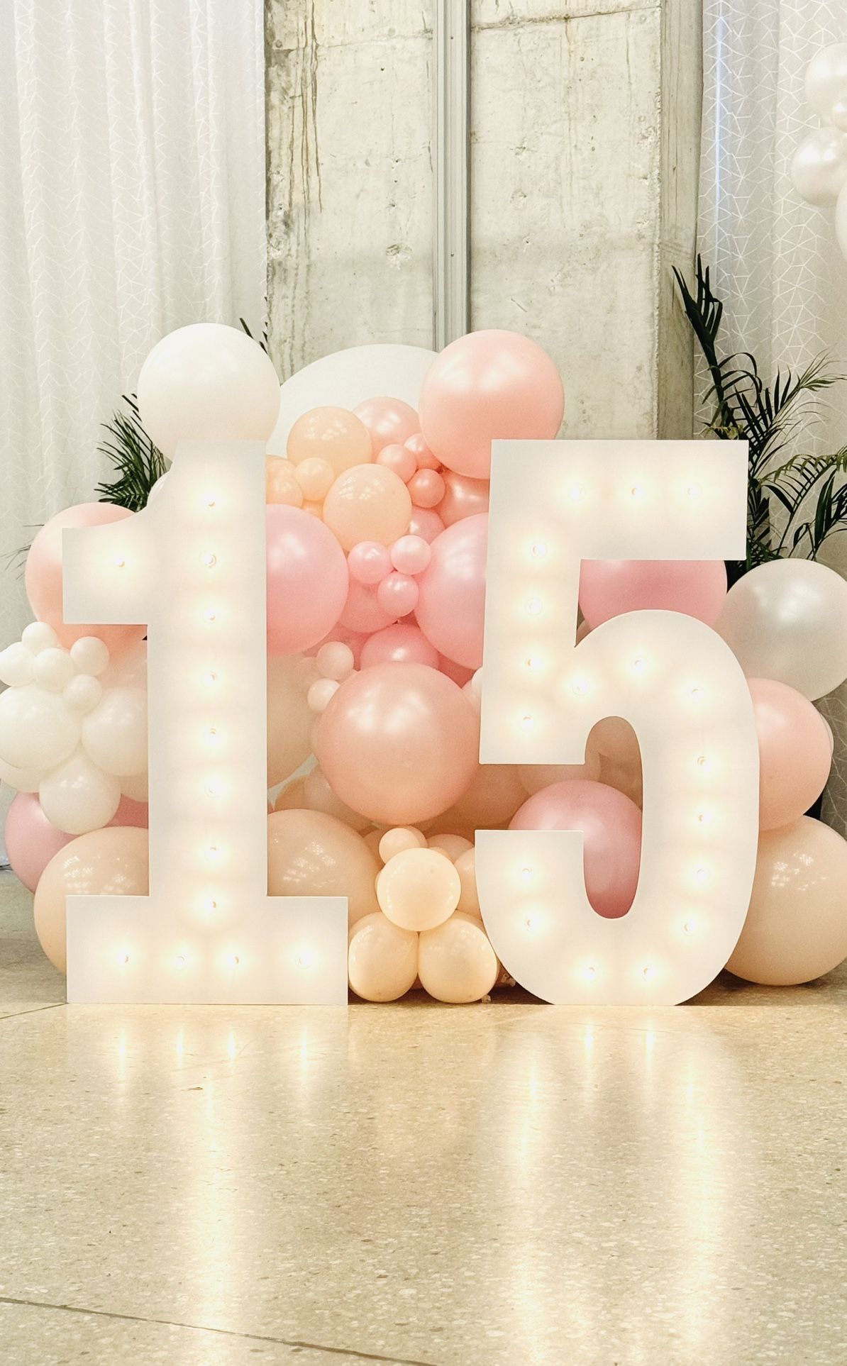 15 Birthday Quinceañero Number 1 & Number 5 Thick Foam Marquee Light