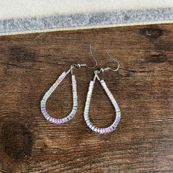 Hand Sewn Rainbow Teardrop Earrings