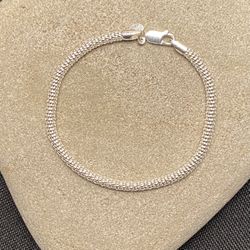 .925 STERLING micro POPCORN  BLING bracelet
