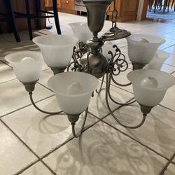 9-Light - Brushed Nickel - Chandelier - Excellent Condition 