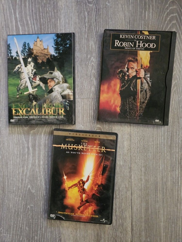 #DVDS #Three #Muskateers #King Arthur #Excalibur #Robin Hood