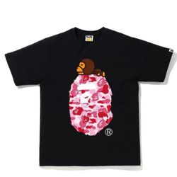 pink and black bape tee