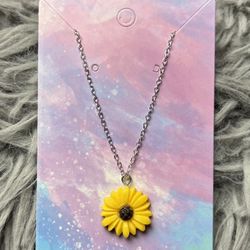 Handmade necklace yellow sunflower