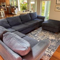 Large Sectional with Sleeper Sofa and Storage Ottoman