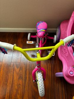 Kids Girls Pink Bike with Training Wheels