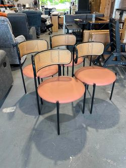New - Set of 4 Faux Leather Dining Chairs