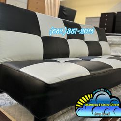 Sofa Futon Couch Checkered Black And White 