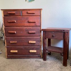 Cedar wood nightstand + dresser