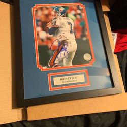 John Elway Denver Broncos autographed framed photo