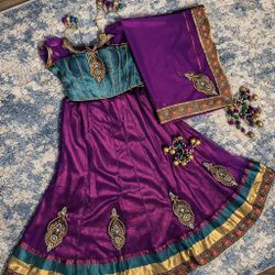 Indian Dress Lehenga Set – Vibrant Purple & Teal. Size M Or S 