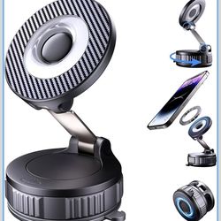 Vacuum Magsafe Car Phone Holder [120+ LB Strongest Suction & 3000gf Strongest Magnetic] 360° Adjustable Magnetic Car Phone Mount