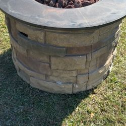 Outdoor Stone Gas Firepit 