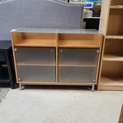Ikea TV stand with frosted glass doors