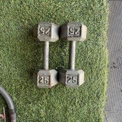 25lbs pair of hex iron dumbbells 