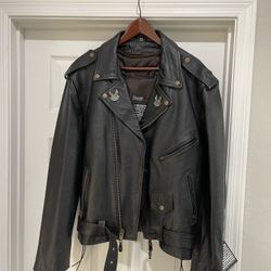 USA BIKERS DREAM APPAREL ~ Vintage 90's black leather motorcycle jacket 