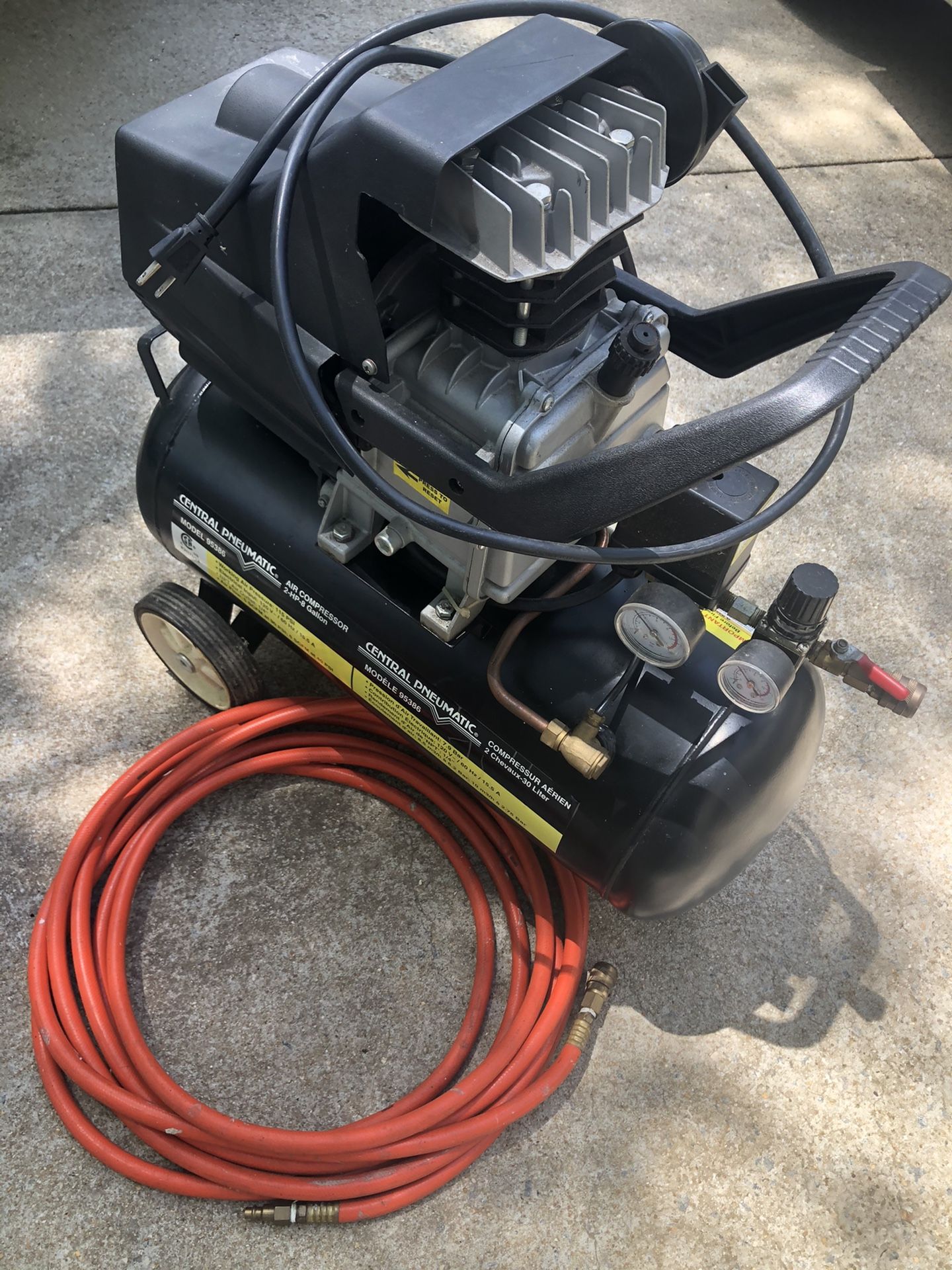 Central Pneumatic 95386 Air Compressor 8 gallons need Air Pressure