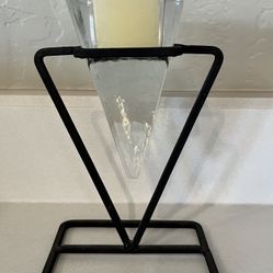 Vintage Glass & Iron Candle 