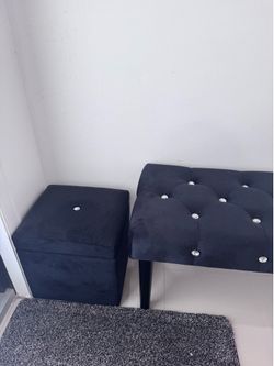 Velvet Tufted Bench & Storage Ottoman Set