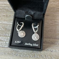 Diamond Circle Leverback Drop Earrings (1/4 ct. tw) in Sterling Silver