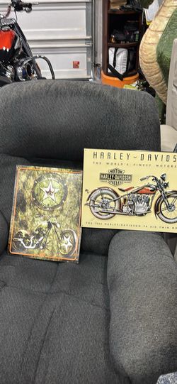 2 Metal Tinsigns 1 Harley 1 OCC $25 for both
