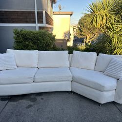 Modern White Velvet Sectional Couch-FREE Delivery