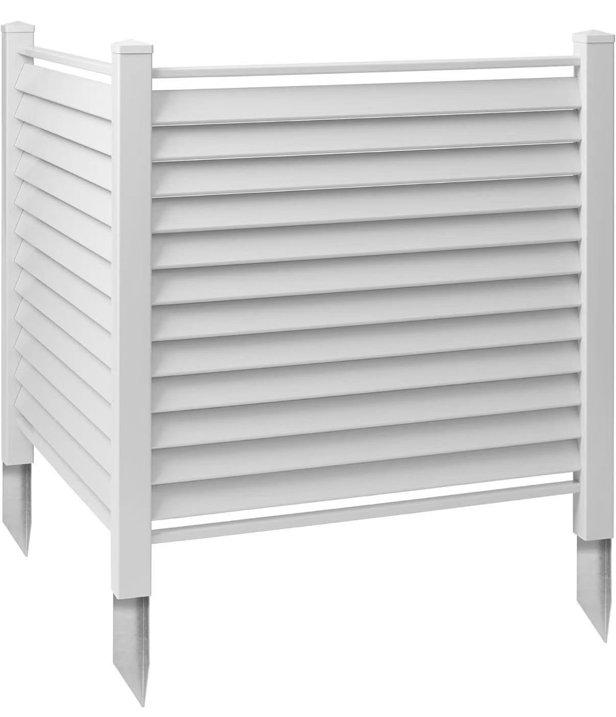 48" x 48" Louvered Privacy Screen - Outdoor Vinyl Fence Panel Enclosure for AC/Trash Bins/Pool Equipment - White
