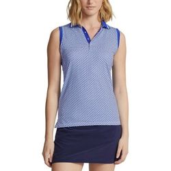 RLX RALPH LAUREN Sl Prnt Sleeveless Polo Shirt Active Abstract Geo Top Womens XS