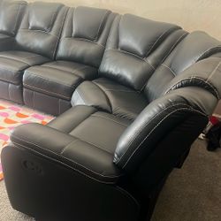 Leather Sofa Up For Sale! With Seats The Open Up!