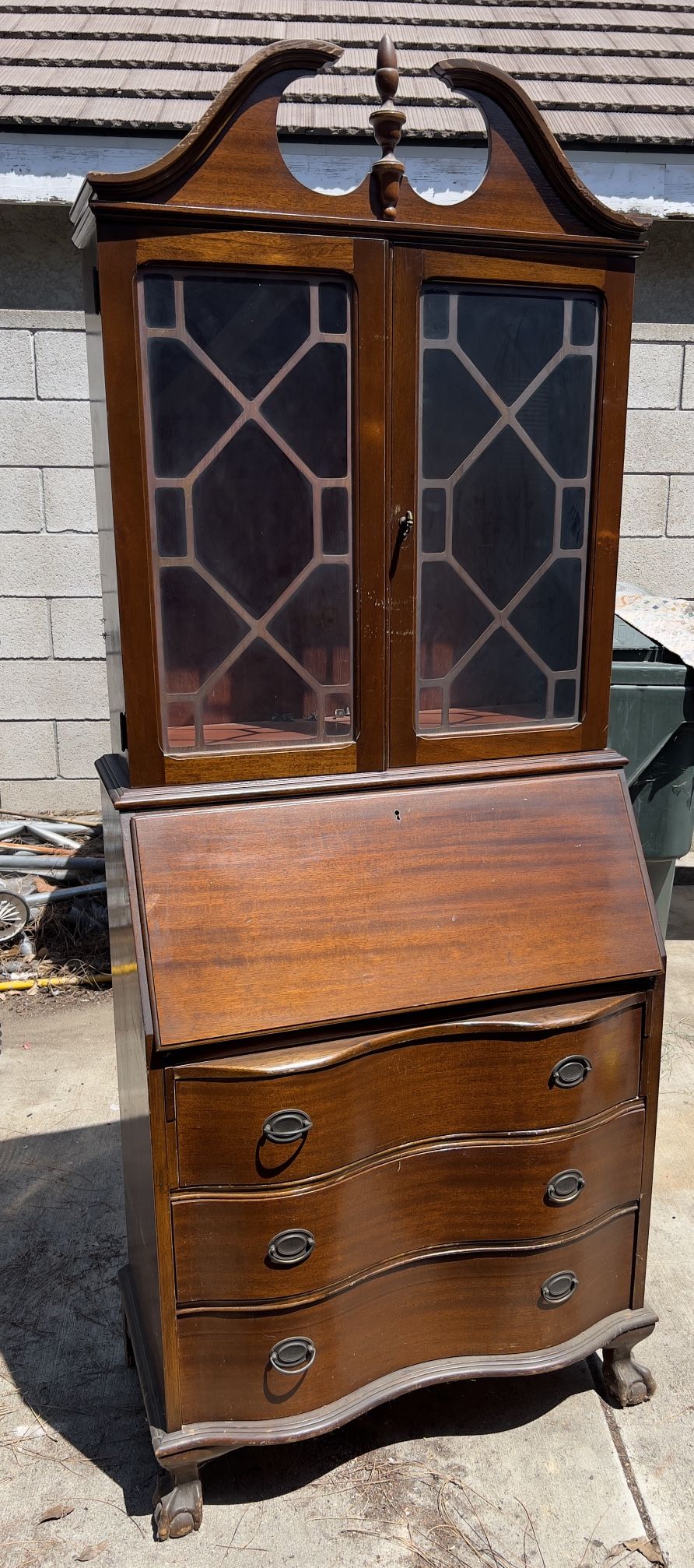 Antique Mahogany Governor Winthrop Secretary Desk 1940s