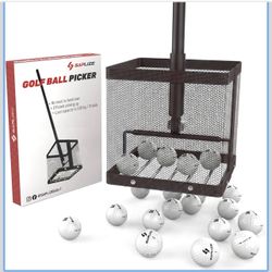 New-SAPLIZE Golf Ball Picker Upper, Turf-Friendly Design, No Bending Over, Quickly Collects Multiple Balls, Large-Capacity Ball Holder, Great for Back