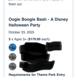 Disneyland Oogie boogie bash 10-23 Tickets For Sale 